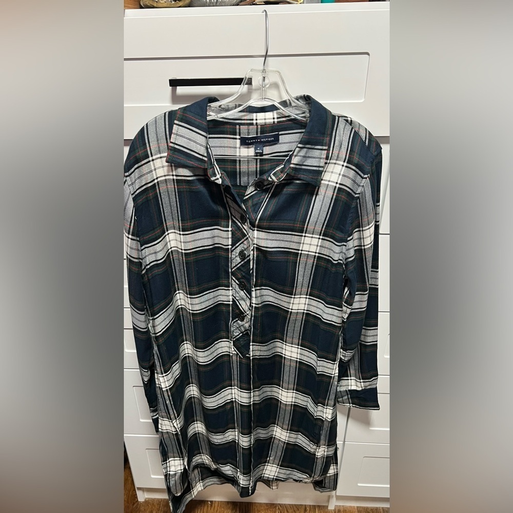 Tommy Hilfiger Green and white Plaid Shirt dress (MB1) - Picture 4 of 17